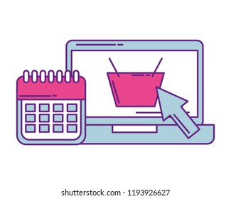laptop computer with set icons