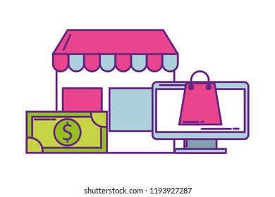 laptop computer with set icons