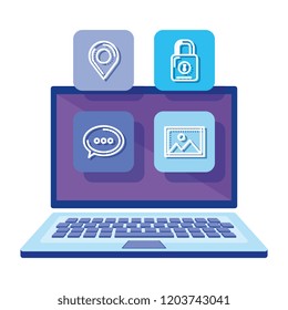 laptop computer with settings menu