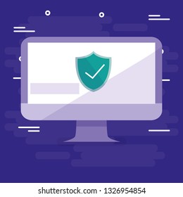 laptop computer with shield and ok symbol