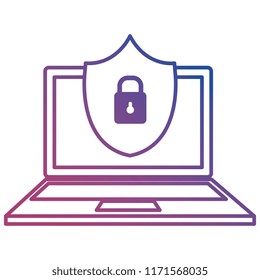 laptop computer with shield padlock