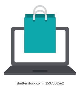 laptop computer with shopping bag vector illustration design
