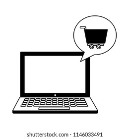 laptop computer with shopping cart