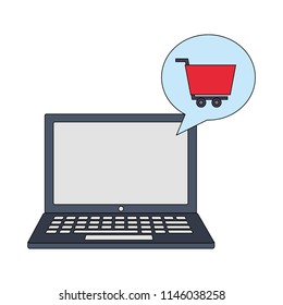 laptop computer with shopping cart