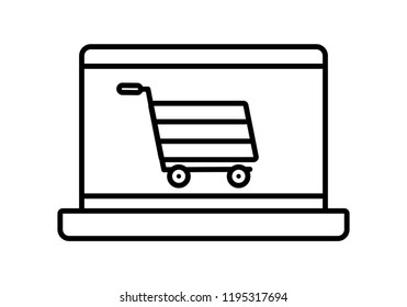 laptop computer with shopping cart