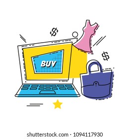 laptop computer with shopping online concept