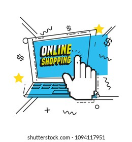 laptop computer with shopping online concept