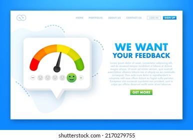 Computadora portátil con signo que queremos sus comentarios. Ilustración del vector