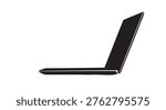 Laptop computer silhouette side view isolated on white background