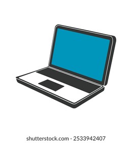 Laptop computer silhouette vector illustration art design. laptop Computer icon vector flat design. Gaming laptop Computer. Realistic laptop mockup with blank screen isolated on white background. 