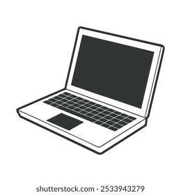 
Laptop computer silhouette vector illustration art design. laptop Computer icon vector flat design. Gaming laptop Computer. Realistic laptop mockup with blank screen isolated on white background.