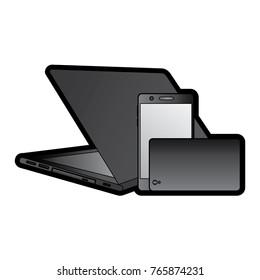 laptop computer with smartphone icon image 