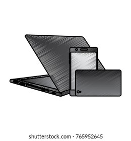laptop computer with smartphone icon image 
