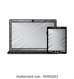 laptop computer with smartphone icon image 