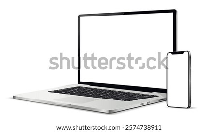 Laptop computer and smartphone mockup for responsive web design
