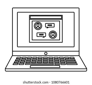 laptop computer with social media chat