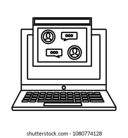laptop computer with social media chat