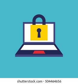 laptop computer with social media icon vector illustration design