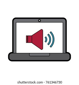 laptop computer with speaker on screen  icon image 