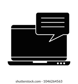 laptop computer with speech bubble