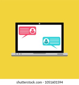 laptop computer with speech bubble