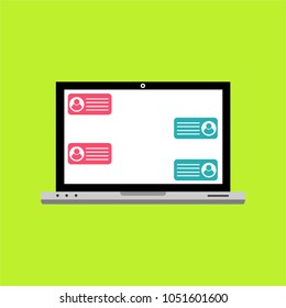 laptop computer with speech bubble