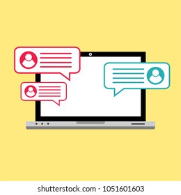 laptop computer with speech bubble