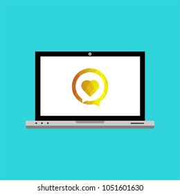 laptop computer with speech bubble