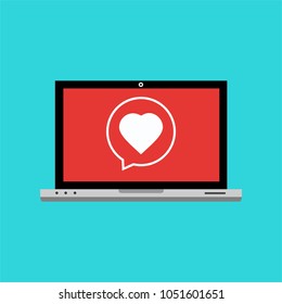 laptop computer with speech bubble