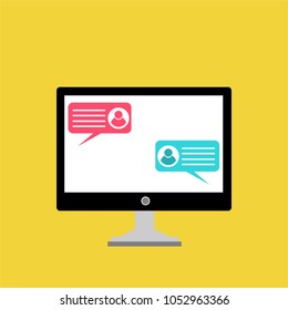 laptop computer with speech bubble