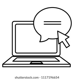 laptop computer with speech bubble