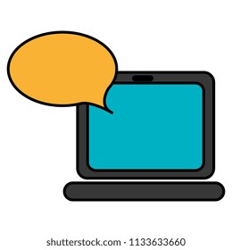 laptop computer with speech bubble