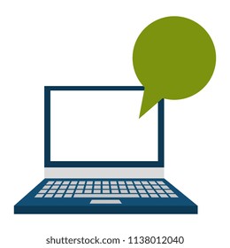 laptop computer with speech bubble