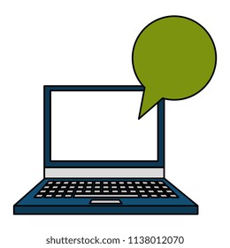 laptop computer with speech bubble