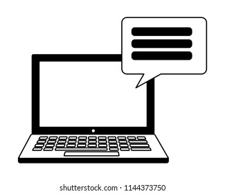 laptop computer with speech bubble