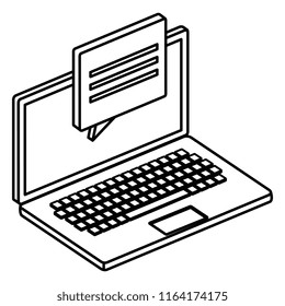 laptop computer with speech bubble