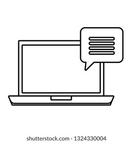laptop computer with speech bubble
