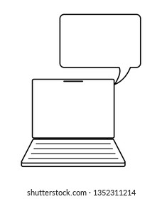 laptop computer with speech bubble
