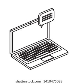 laptop computer with speech bubble
