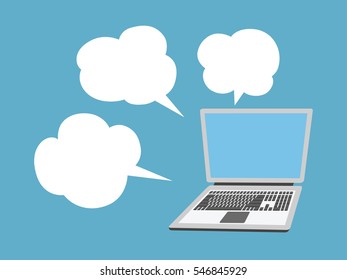 laptop computer with speech bubble