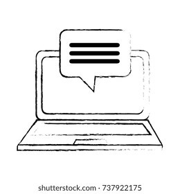 laptop computer with speech bubble