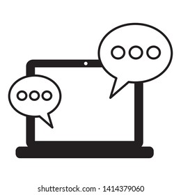 laptop computer speech bubble social media vector illustration