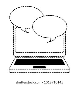 laptop computer with speech bubbles