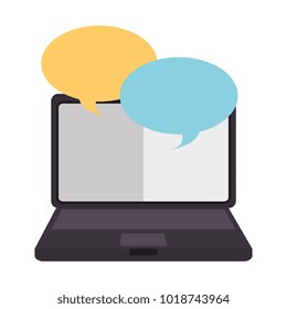 laptop computer with speech bubbles