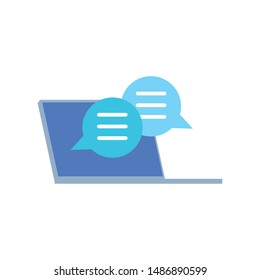 laptop computer with speech bubbles
