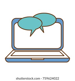 laptop computer with speech bubbles