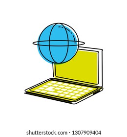 laptop computer with sphere browser
