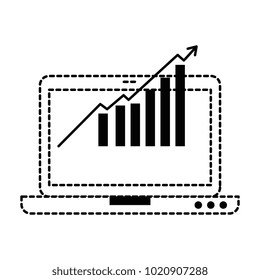 laptop computer with statistics bars