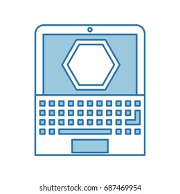 laptop computer with stop signal