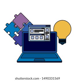 laptop computer with success icons